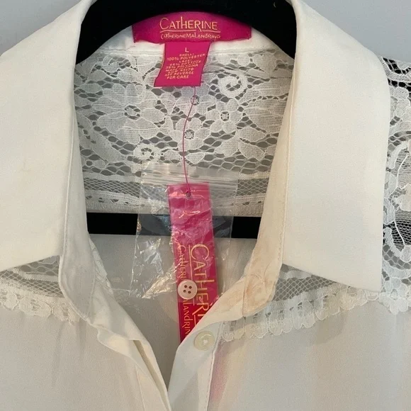 catherine Malandrino Long Sleeve Lace Button Down Blouse - Picture 2 of 9